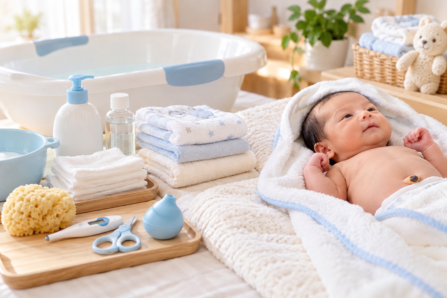 Cách tắm trẻ sơ sinh chưa rụng rốn an toàn 1 Ảnh minh hoạ: Cách tắm trẻ sơ sinh chưa rụng rốn an toàn