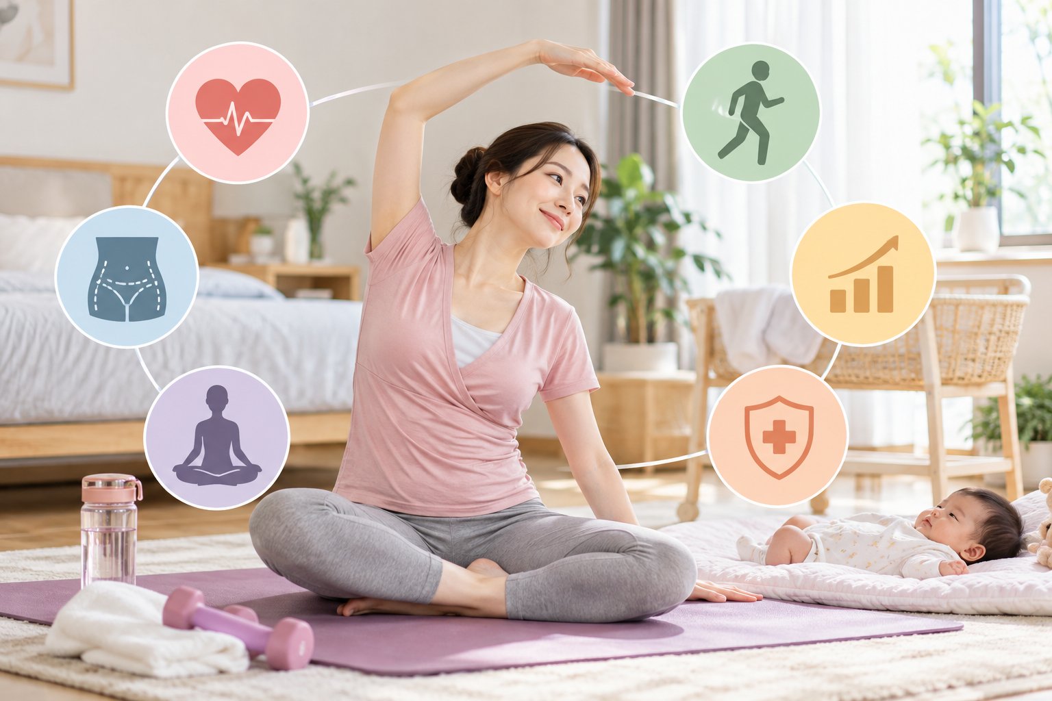 Vận động sau sinh thường: Cách tập an toàn từng bước 1 Ảnh minh hoạ: Vận động sau sinh thường: Cách tập an toàn từng bước