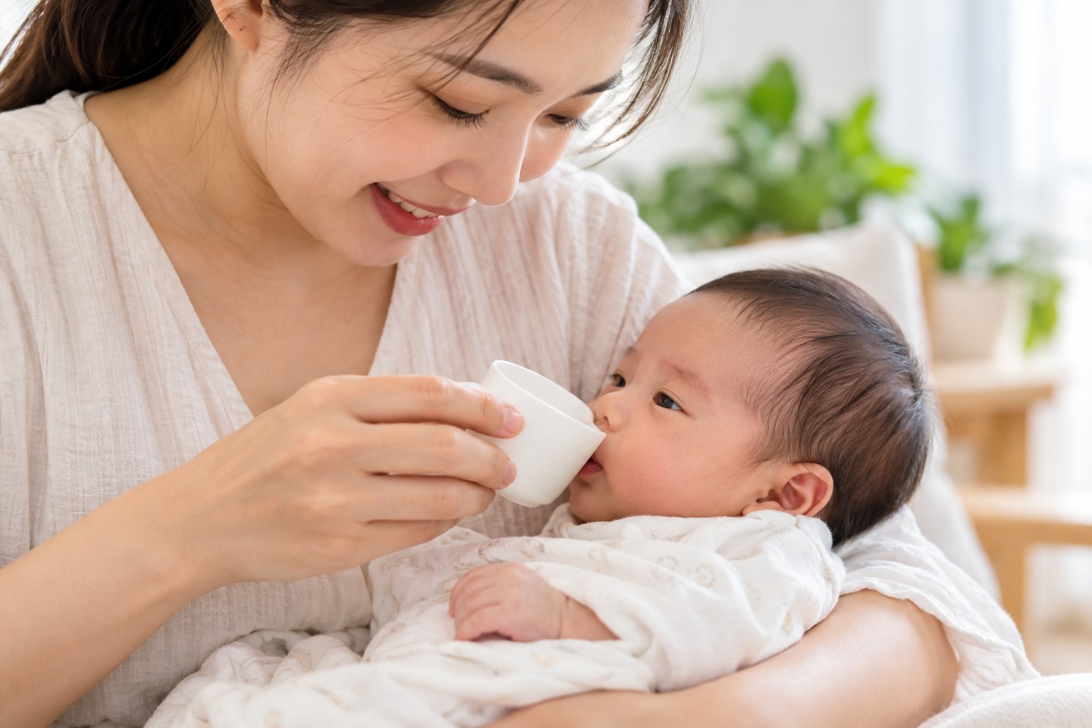 Cho trẻ sơ sinh uống sữa mẹ bằng cốc an toàn 2 Ảnh minh hoạ: Cho trẻ sơ sinh uống sữa mẹ bằng cốc an toàn