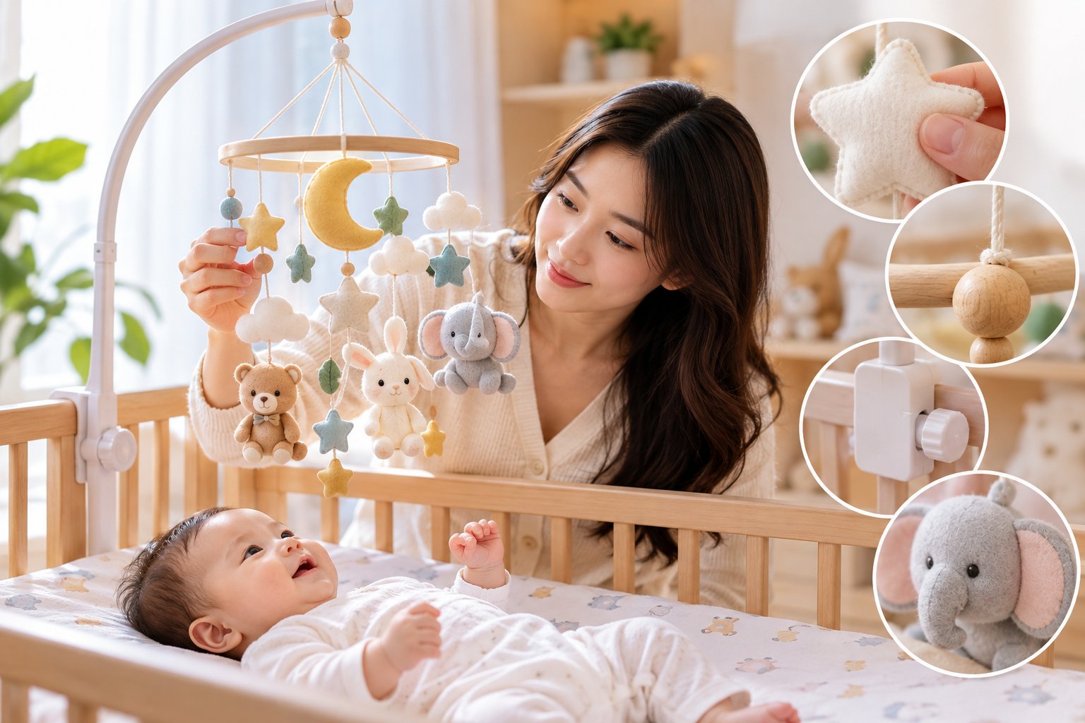 Đồ chơi treo nôi cho bé: Cách chọn và dùng an toàn 2 Ảnh minh hoạ: Đồ chơi treo nôi cho bé: Cách chọn và dùng an toàn