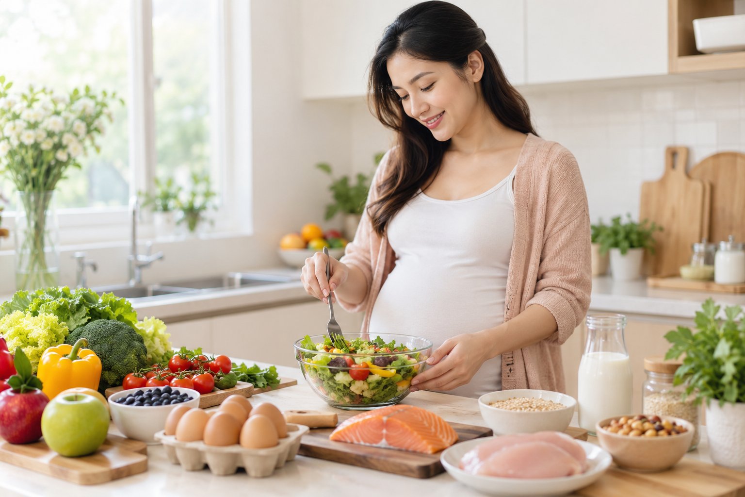Dinh dưỡng cho mẹ bầu: Ăn đủ, chọn đúng 1 Ảnh minh hoạ: Dinh dưỡng cho mẹ bầu: Ăn đủ, chọn đúng